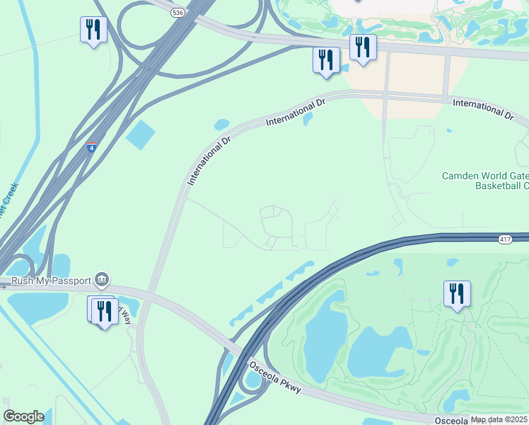 map of restaurants, bars, coffee shops, grocery stores, and more near 8819 Villa View Circle in Orlando