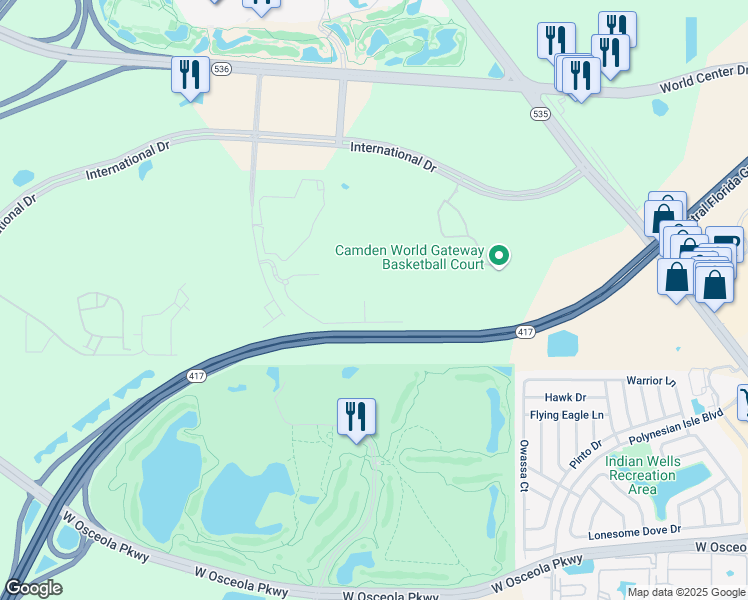 map of restaurants, bars, coffee shops, grocery stores, and more near 8762 Worldquest Boulevard in Orlando