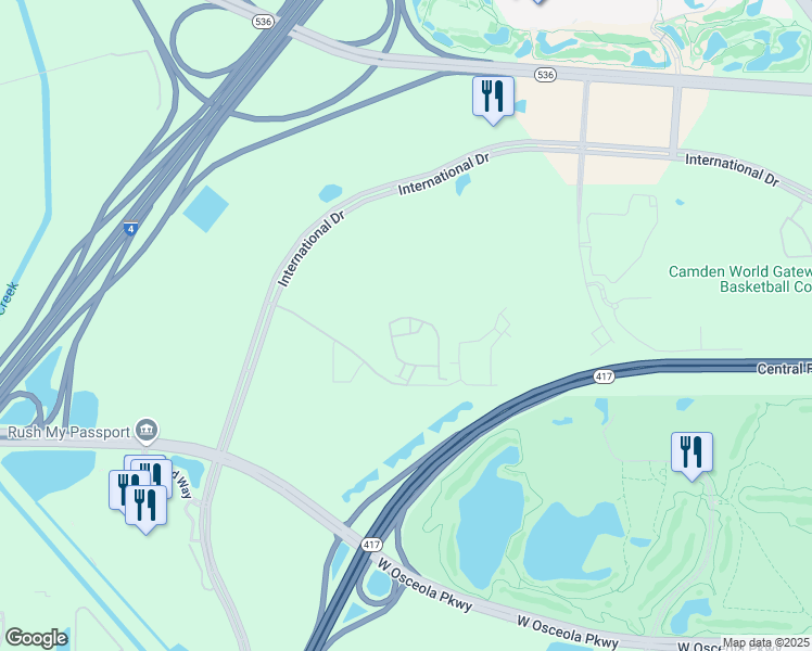map of restaurants, bars, coffee shops, grocery stores, and more near 8824 Villa View Circle in Orlando
