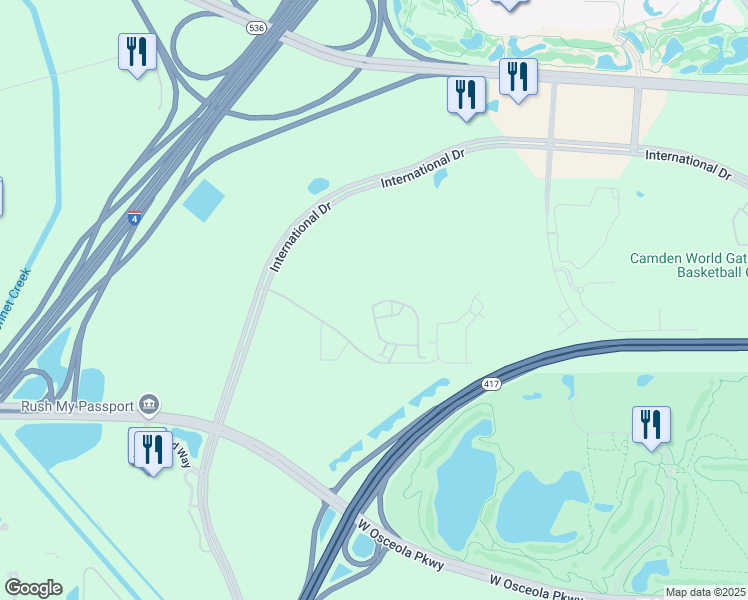 map of restaurants, bars, coffee shops, grocery stores, and more near 8824 Villa View Circle in Orlando