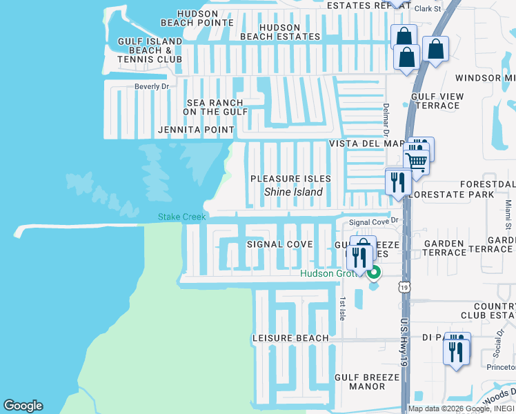 map of restaurants, bars, coffee shops, grocery stores, and more near 13222 Starfish Drive in Hudson
