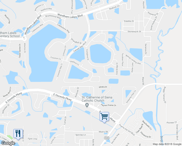 map of restaurants, bars, coffee shops, grocery stores, and more near 1826 Thetford Circle in Orlando