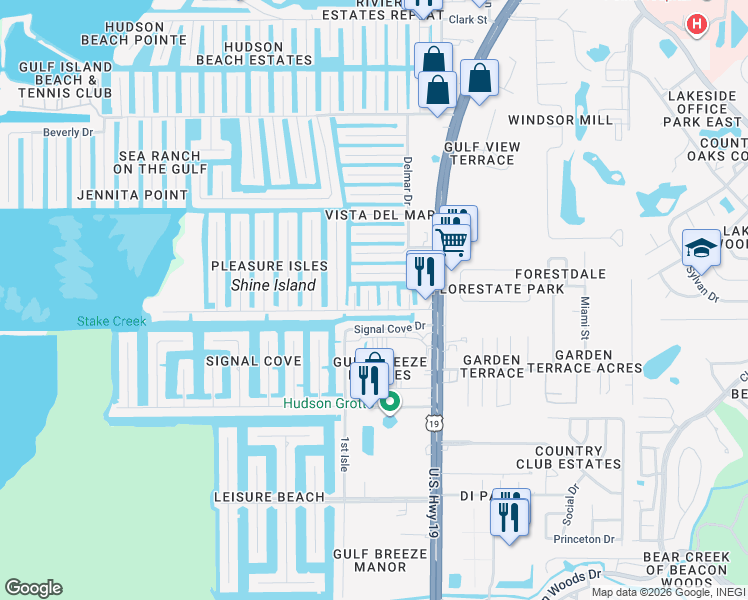 map of restaurants, bars, coffee shops, grocery stores, and more near 13230 Jacaranda Lane in Hudson