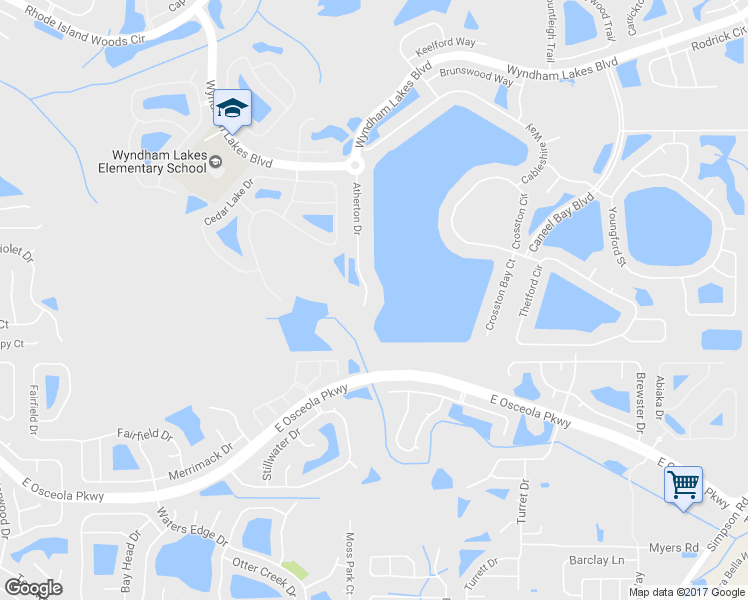 map of restaurants, bars, coffee shops, grocery stores, and more near 2833 Atherton Drive in Orlando