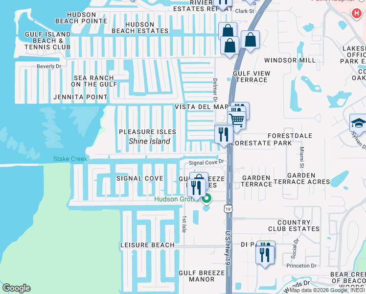 map of restaurants, bars, coffee shops, grocery stores, and more near 13232 Carol Drive in Hudson