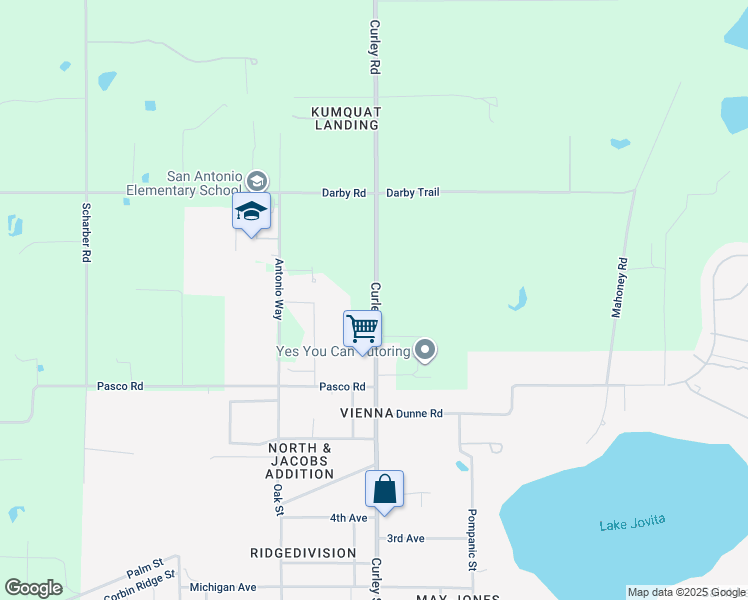 map of restaurants, bars, coffee shops, grocery stores, and more near 13245 Curley Road in Dade City