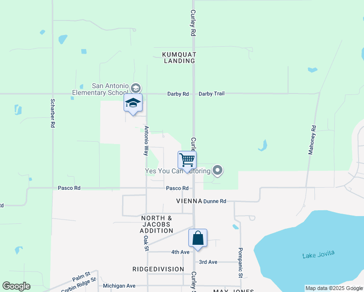 map of restaurants, bars, coffee shops, grocery stores, and more near 13245 Curley Road in Dade City