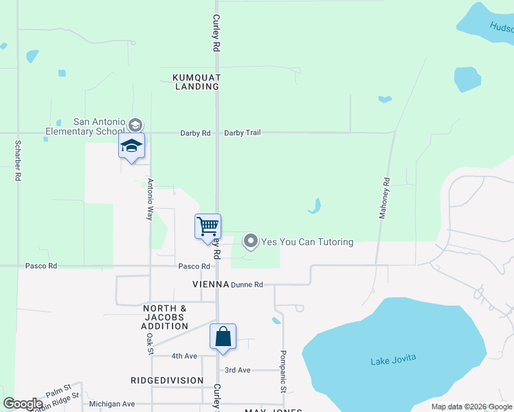 map of restaurants, bars, coffee shops, grocery stores, and more near 13224 Curley Road in Dade City