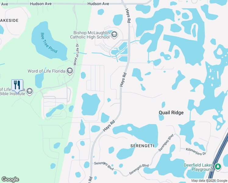 map of restaurants, bars, coffee shops, grocery stores, and more near 13321 Hays Road in Spring Hill