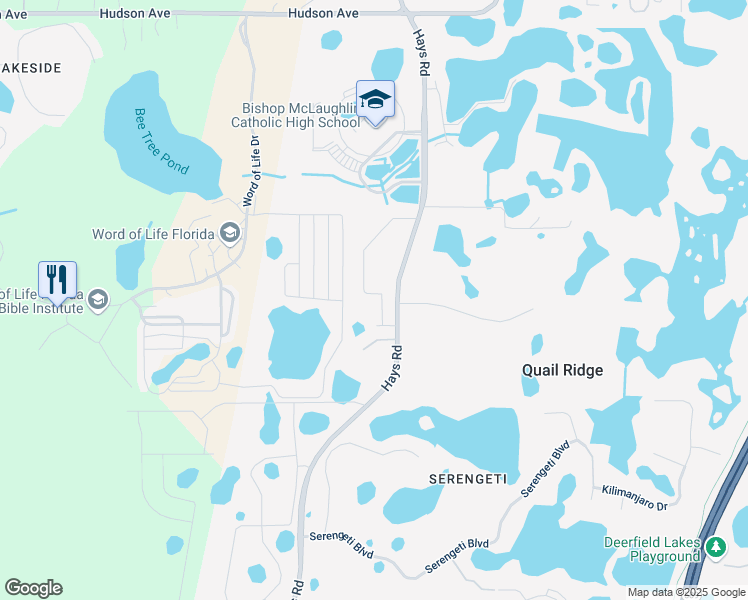map of restaurants, bars, coffee shops, grocery stores, and more near 13321 Hays Road in Spring Hill
