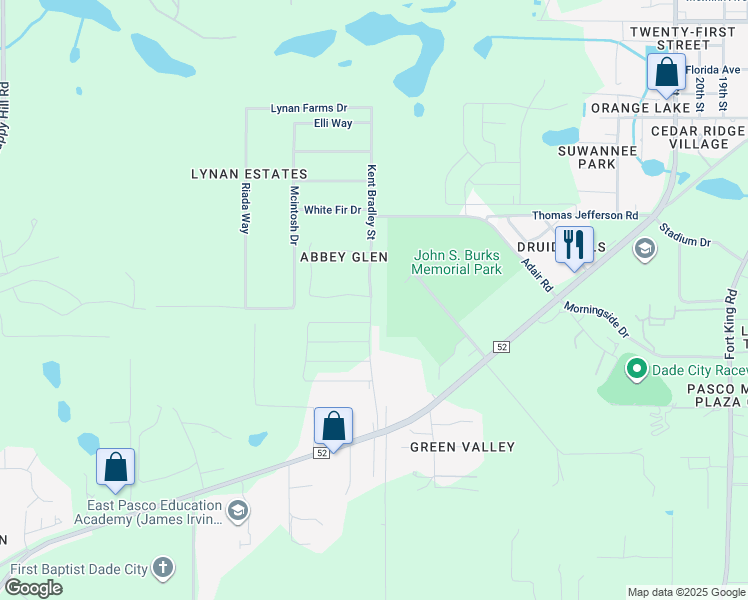 map of restaurants, bars, coffee shops, grocery stores, and more near 13310 Kent Bradley Street in Dade City