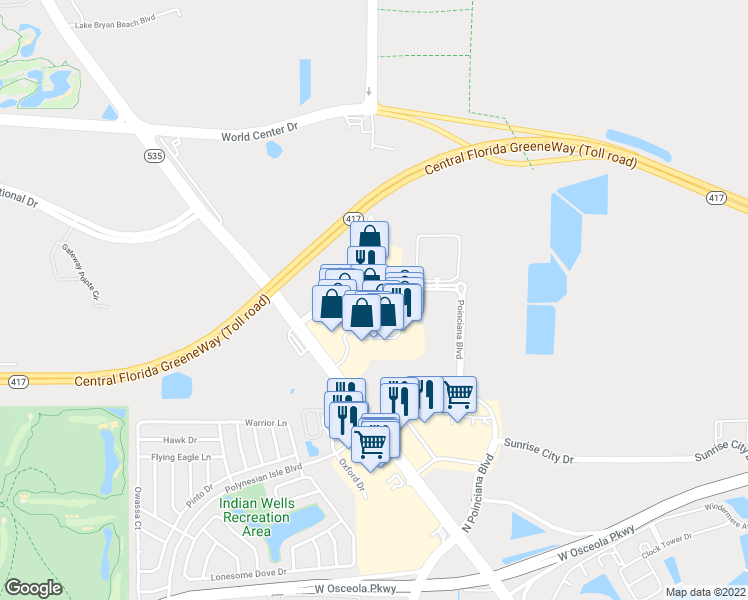 map of restaurants, bars, coffee shops, grocery stores, and more near in Orlando