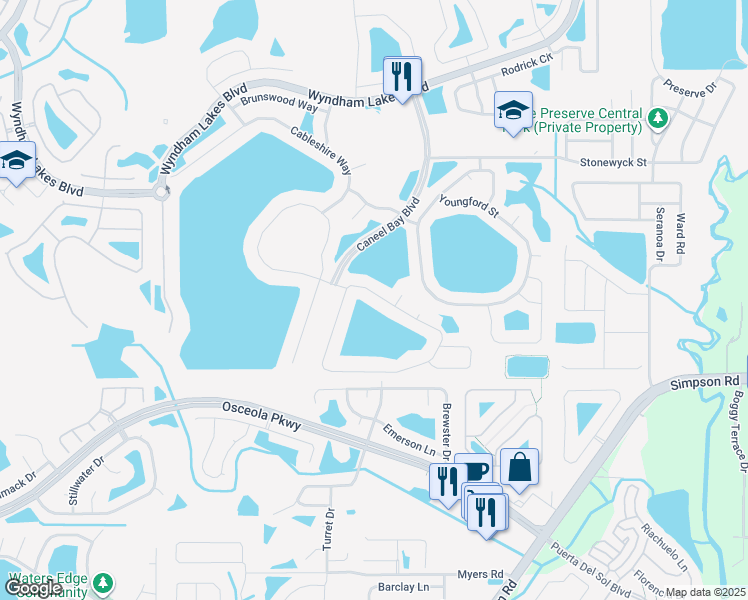 map of restaurants, bars, coffee shops, grocery stores, and more near 1920 Thetford Circle in Orlando