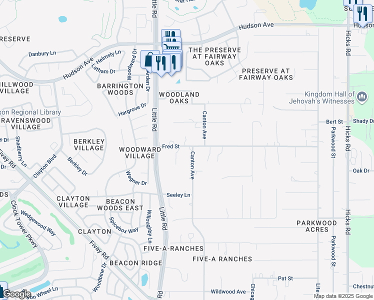 map of restaurants, bars, coffee shops, grocery stores, and more near 13321 Canton Avenue in Hudson
