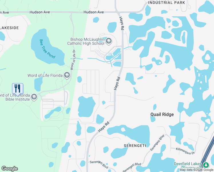 map of restaurants, bars, coffee shops, grocery stores, and more near 13374 Mylion Way in Spring Hill