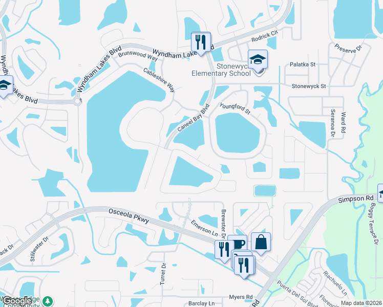 map of restaurants, bars, coffee shops, grocery stores, and more near 1914 Hailsham Court in Orlando