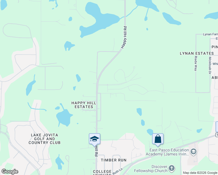 map of restaurants, bars, coffee shops, grocery stores, and more near 35179 Valley Ridge Road in Dade City