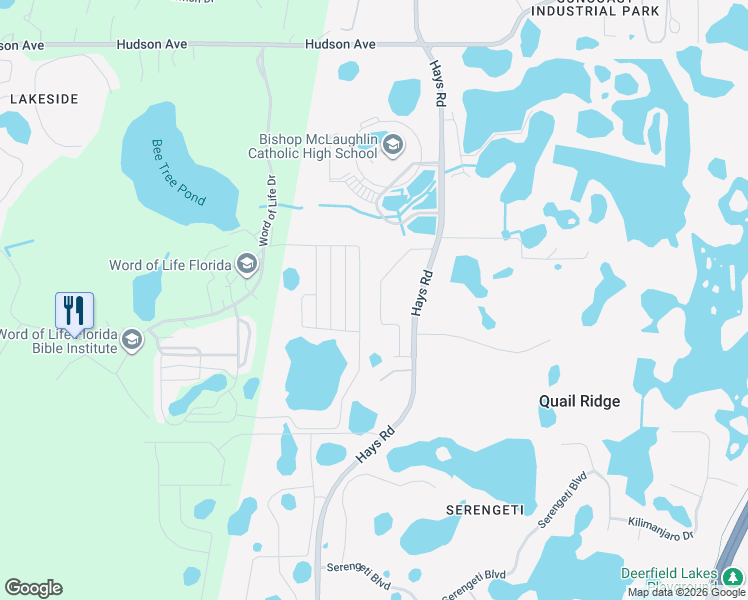 map of restaurants, bars, coffee shops, grocery stores, and more near 13321 Hays Road in Spring Hill
