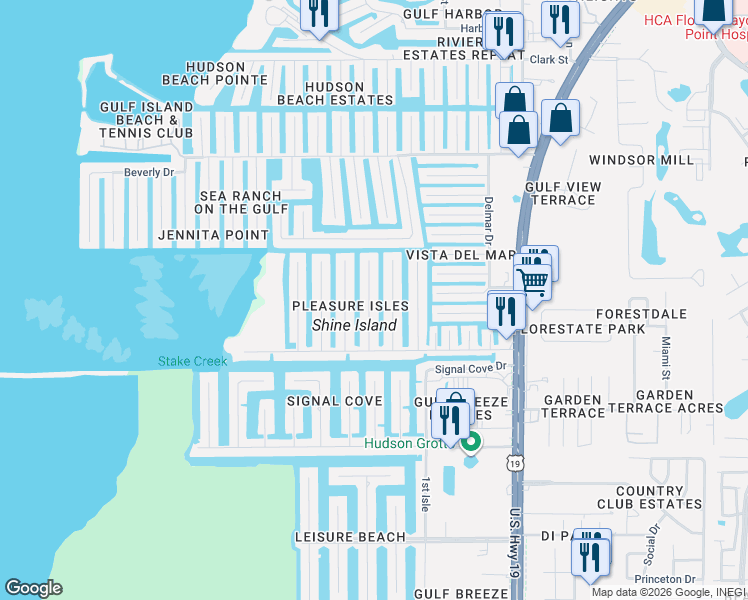 map of restaurants, bars, coffee shops, grocery stores, and more near 13332 Lisa Drive in Hudson