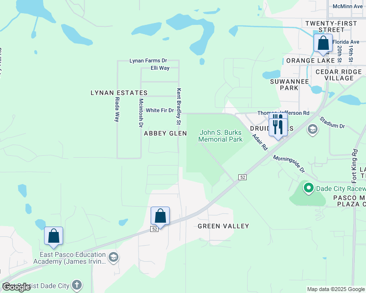map of restaurants, bars, coffee shops, grocery stores, and more near 13310 Kent Bradley Street in Dade City