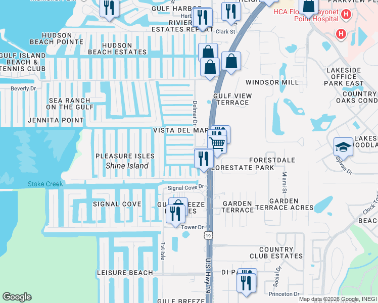 map of restaurants, bars, coffee shops, grocery stores, and more near 6832 Puffin Lane in Hudson