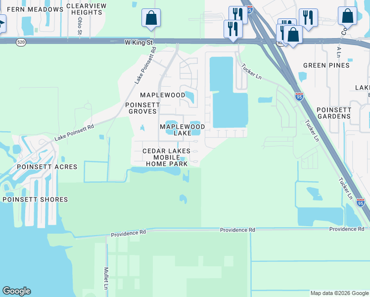 map of restaurants, bars, coffee shops, grocery stores, and more near 3960 Pepper Place in Cocoa
