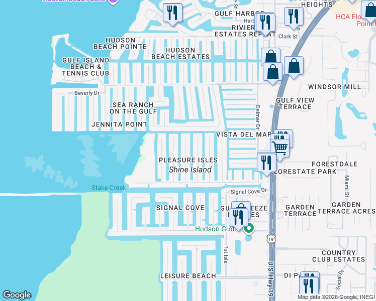 map of restaurants, bars, coffee shops, grocery stores, and more near 13404 Susan Drive in Hudson