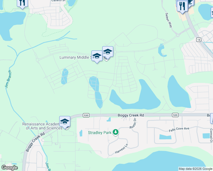 map of restaurants, bars, coffee shops, grocery stores, and more near 4600 Boggy Creek Road in Kissimmee