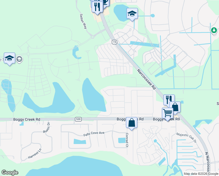 map of restaurants, bars, coffee shops, grocery stores, and more near Fells Lane in Orlando