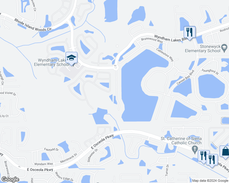 map of restaurants, bars, coffee shops, grocery stores, and more near 2730 Atherton Drive in Orlando