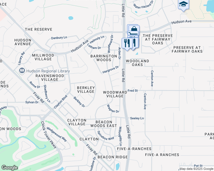 map of restaurants, bars, coffee shops, grocery stores, and more near 13402 Wagner Drive in Hudson