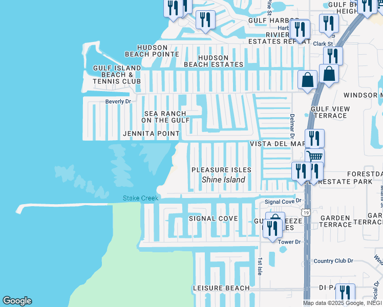 map of restaurants, bars, coffee shops, grocery stores, and more near 13419 Starfish Drive in Hudson