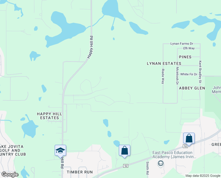 map of restaurants, bars, coffee shops, grocery stores, and more near 13350 Happy Hill Road in Dade City