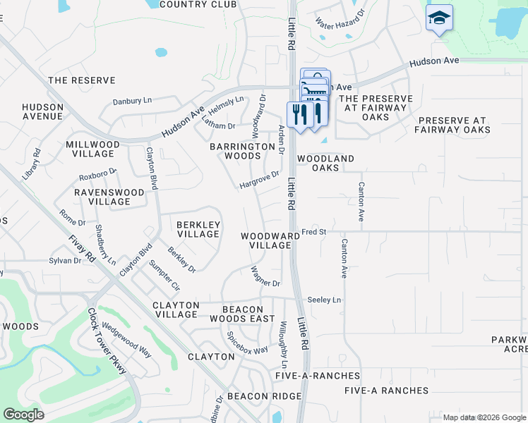 map of restaurants, bars, coffee shops, grocery stores, and more near 8901 Whistler Way in Hudson