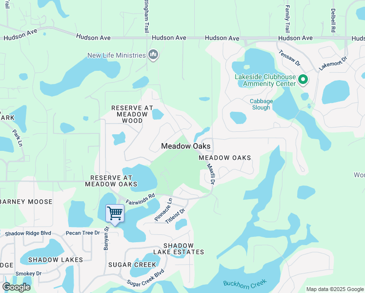 map of restaurants, bars, coffee shops, grocery stores, and more near in Meadow Oaks