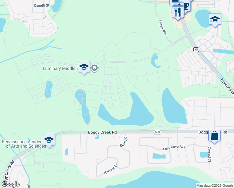 map of restaurants, bars, coffee shops, grocery stores, and more near 4674-4690 Boggy Creek Rd in Kissimmee