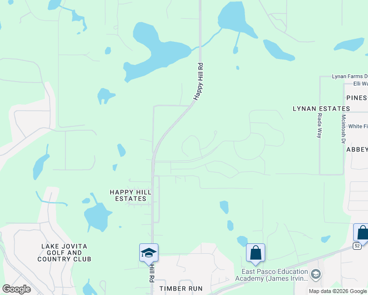 map of restaurants, bars, coffee shops, grocery stores, and more near 13456 Happy Hill Road in Dade City