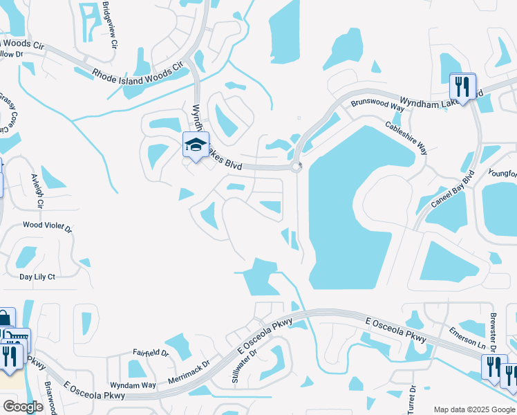 map of restaurants, bars, coffee shops, grocery stores, and more near 2346 Cedar Garden Drive in Orlando