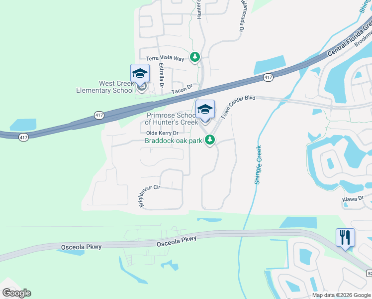 map of restaurants, bars, coffee shops, grocery stores, and more near 4920 Hook Hollow Circle in Orlando