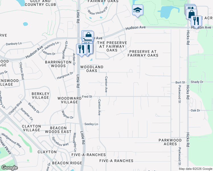 map of restaurants, bars, coffee shops, grocery stores, and more near 13530 Canton Avenue in Hudson