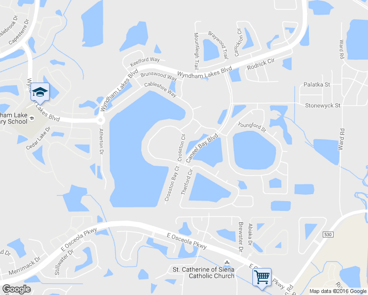 map of restaurants, bars, coffee shops, grocery stores, and more near 2348 Crosston Circle in Orlando