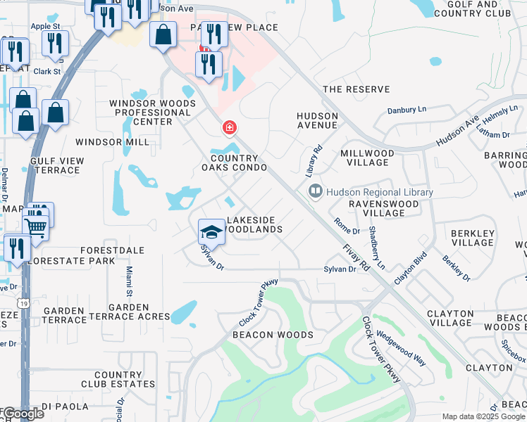 map of restaurants, bars, coffee shops, grocery stores, and more near 7803 Snapping Turtle Court in Hudson