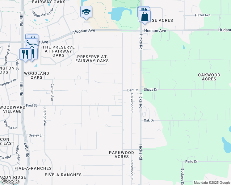 map of restaurants, bars, coffee shops, grocery stores, and more near 9739 Tom Street in Hudson