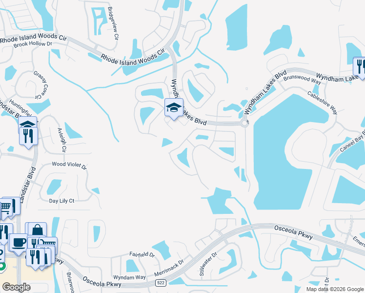 map of restaurants, bars, coffee shops, grocery stores, and more near 1714 Cedar Lake Drive in Orlando