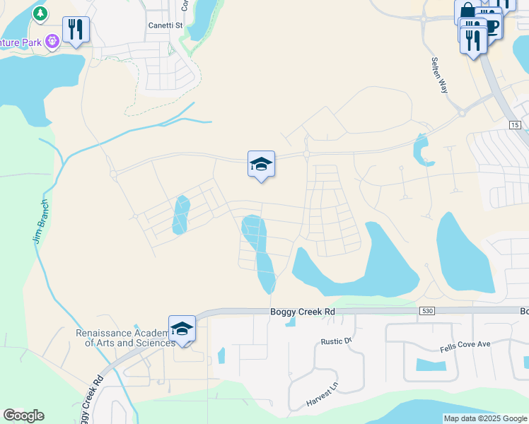 map of restaurants, bars, coffee shops, grocery stores, and more near 4580-4600 Boggy Creek Road in Kissimmee