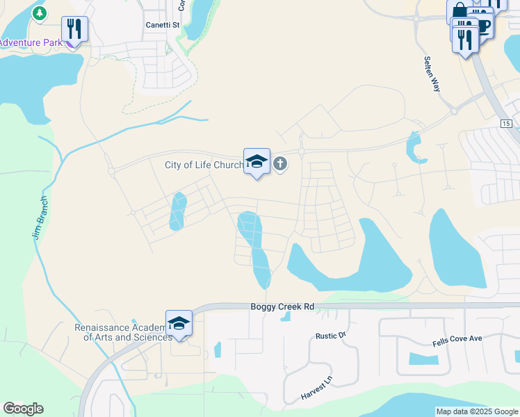 map of restaurants, bars, coffee shops, grocery stores, and more near 4580-4600 Boggy Creek Road in Kissimmee