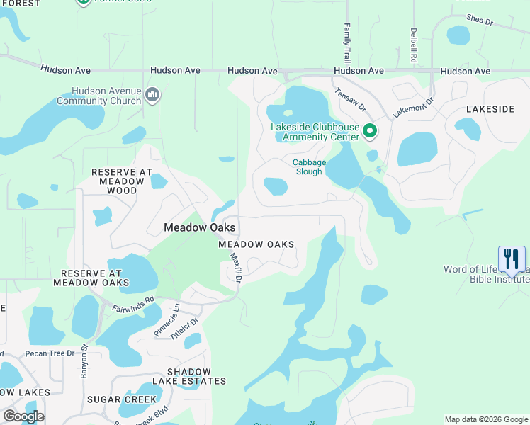 map of restaurants, bars, coffee shops, grocery stores, and more near 13429 Knotty Lane in Hudson