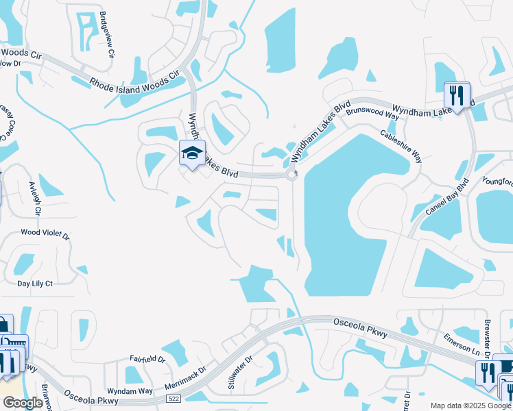 map of restaurants, bars, coffee shops, grocery stores, and more near 2346 Cedar Garden Drive in Orlando