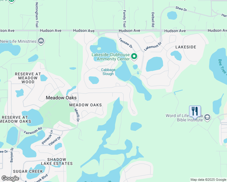 map of restaurants, bars, coffee shops, grocery stores, and more near 13637 Knotty Lane in Hudson