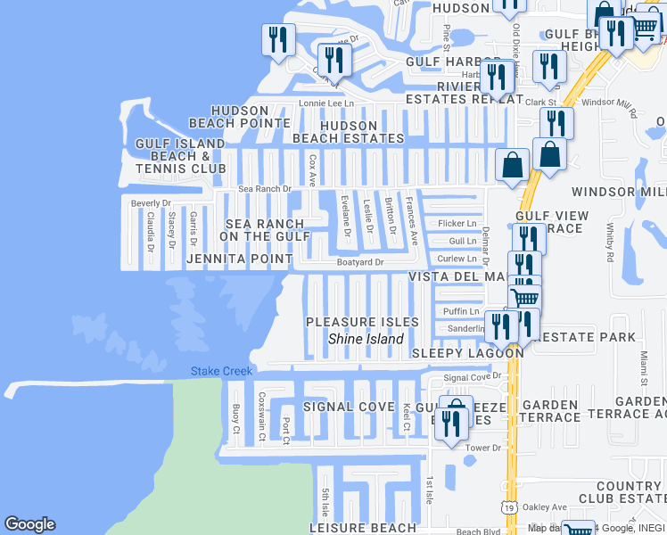 map of restaurants, bars, coffee shops, grocery stores, and more near 6428 Boatyard Drive in Hudson
